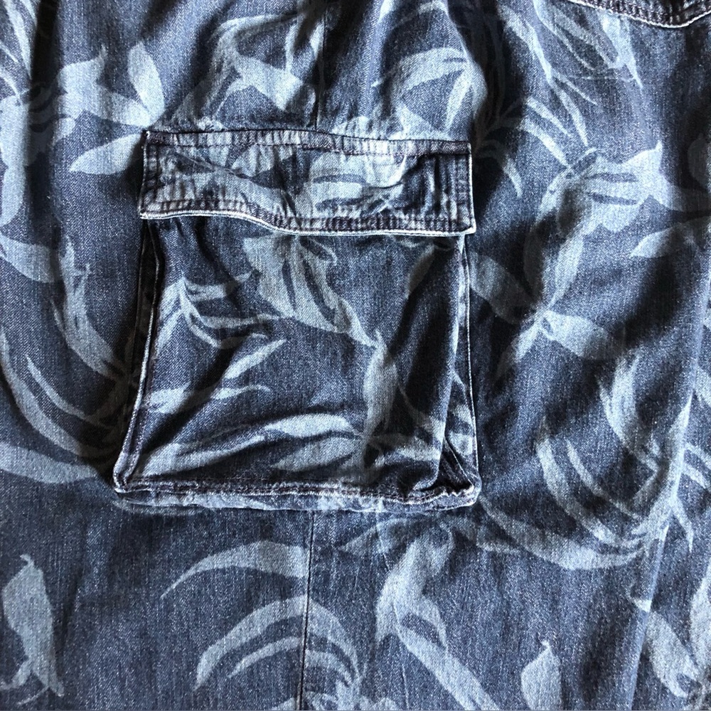 Lane Bryant jeans parachute cargo Petite Plus 22P pants denim blue leaf pattern - Picture 6 of 10